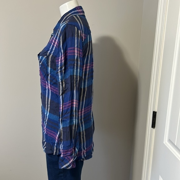 RAILS Sun Navy Blue Pink White Flannel Button Down Shirt Sz S - Picture 6 of 13